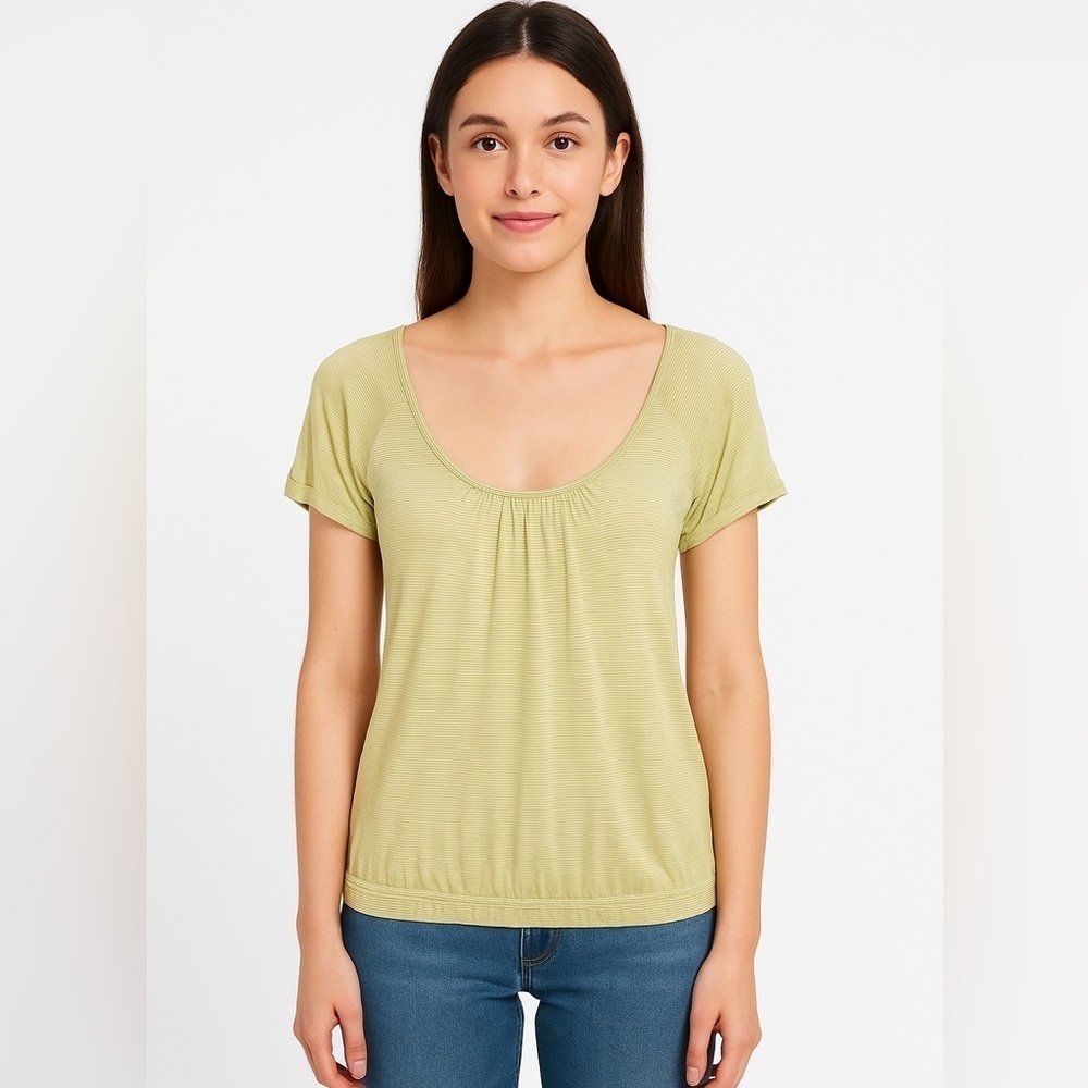 BANANA REPUBLIC Factory Lime Green & White Striped Top Size XS